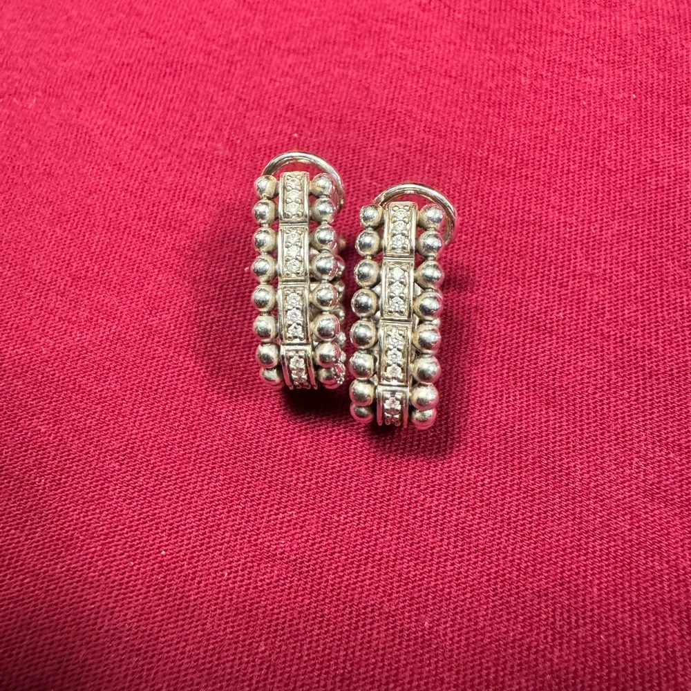 LAGOS Elegant Silver with diamond Hoop Earrings